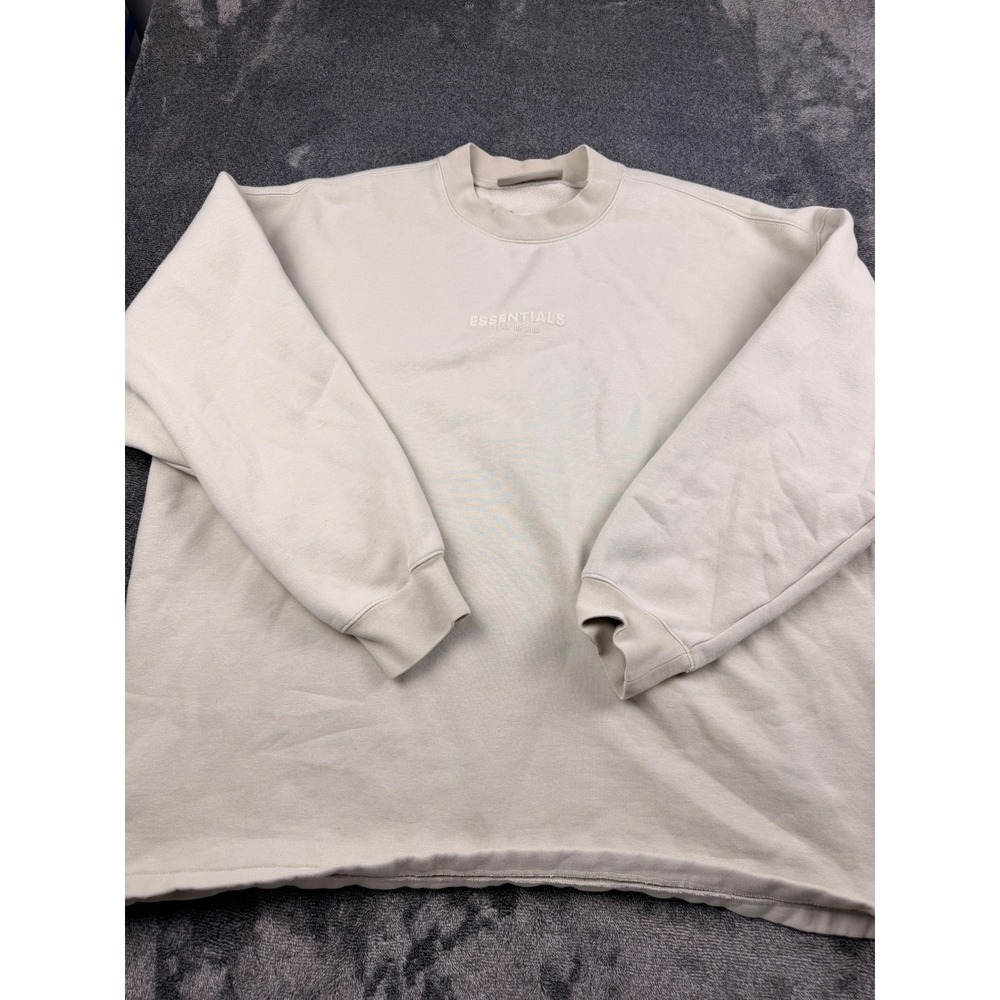 Fear of God Essentials Crewneck Sweatshirt Oatmeal Tan Mens Large FOG Logo - Picture 4 of 9